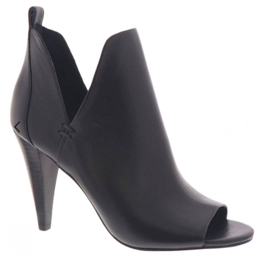 Vince Camuto Black Leather Peep-Toe Ankle Bootie Heels Sz.9.5